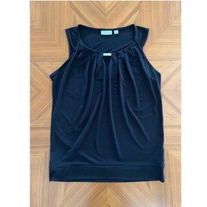 Vintage Y2K Black Scoop Neck Sleeveless Top with Keyhole Detail, Size Medium